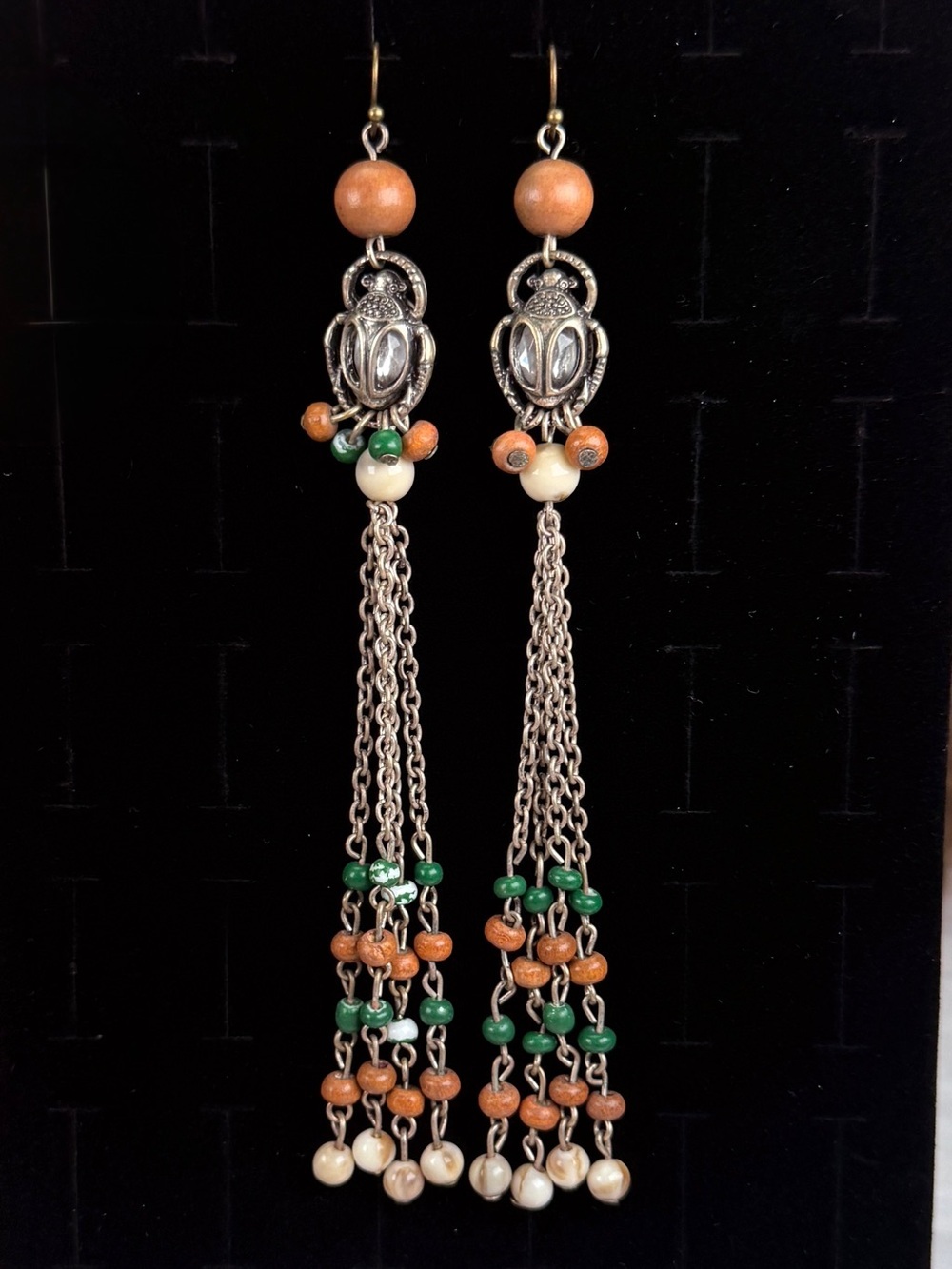 Vintage bohemian chic long chain pierced dangle earrings
